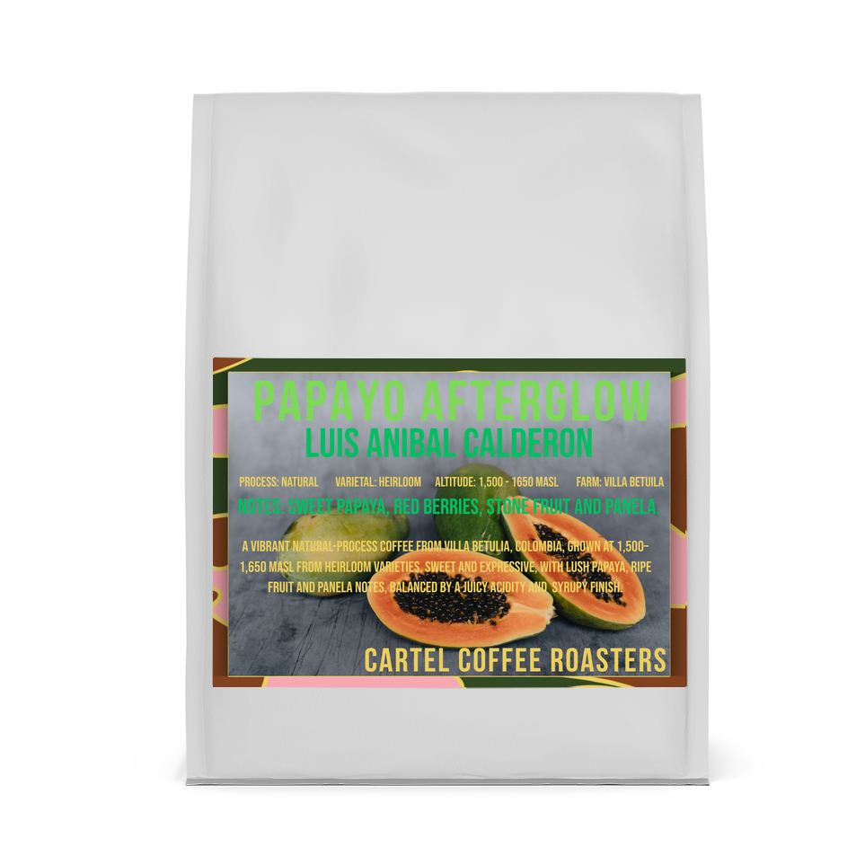 Papayo Afterglow Luis Aníbal Calderón Colombia exotic coffee bag, Coffee Cartel